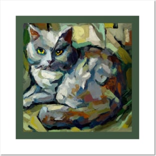 Grey Cat in the Style of Paul Cezanne Posters and Art